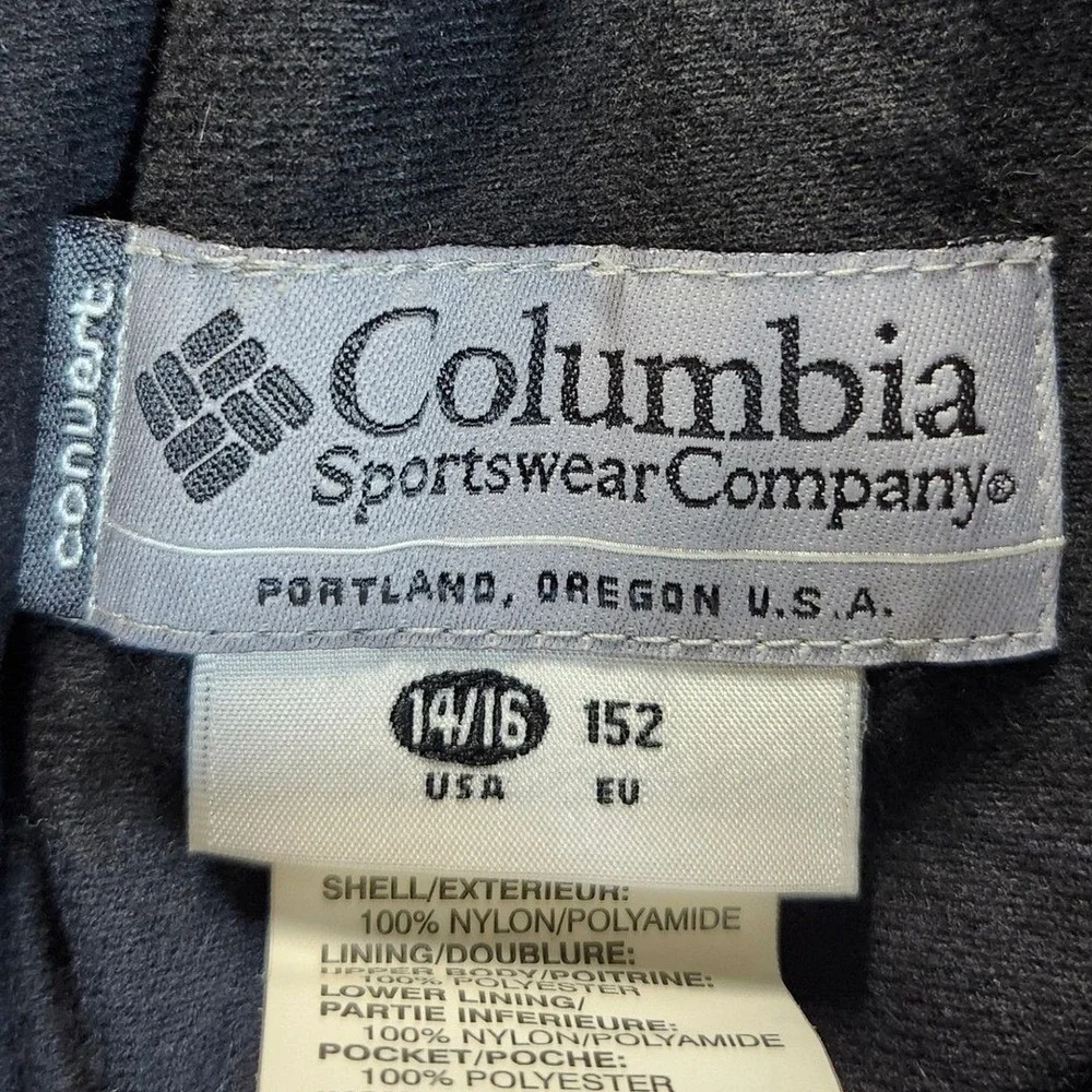 Columbia Convert Ski Pants Youth 14/16 Black Insulated Snowboard Pockets‎